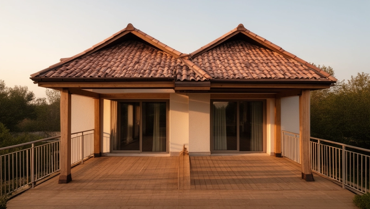 dach dwuspadowy z tarasem