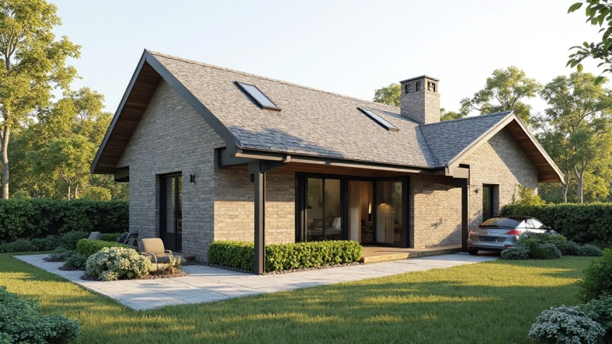 Dom parterowy 120m2 dach dwuspadowy