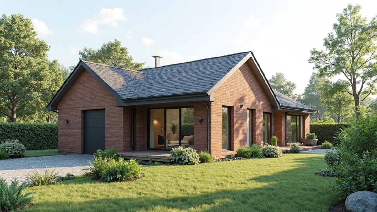 Dom parterowy z dachem dwuspadowym bez garażu