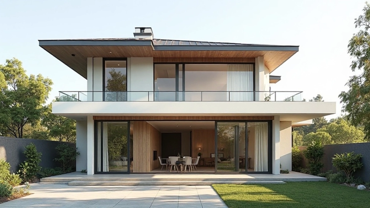 Dom piętrowy z dachem jednospadowym