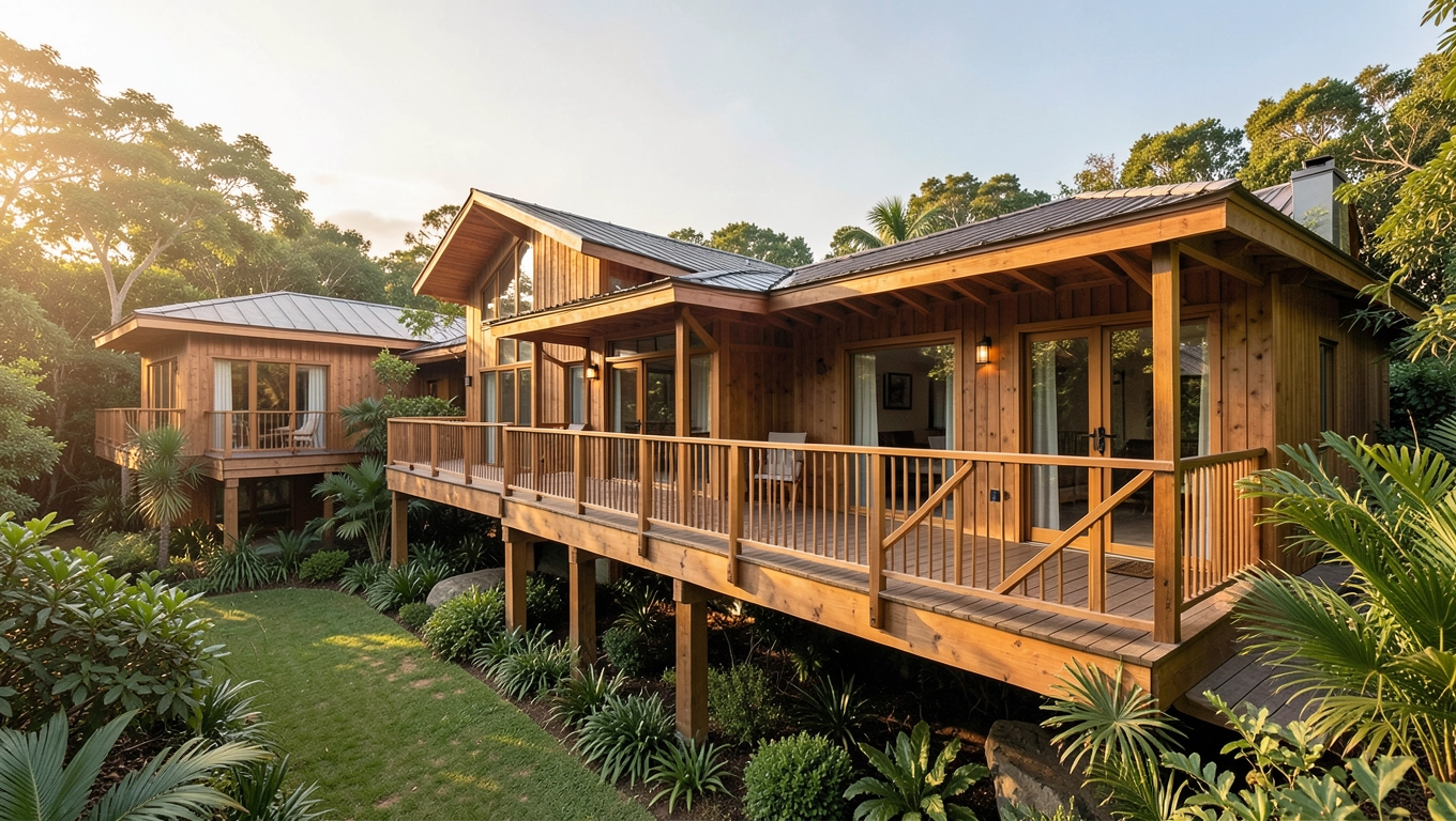 Domy z tarasem drewnianym