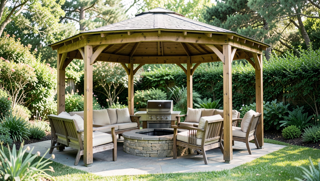 Duża altana ogrodowa z grillem