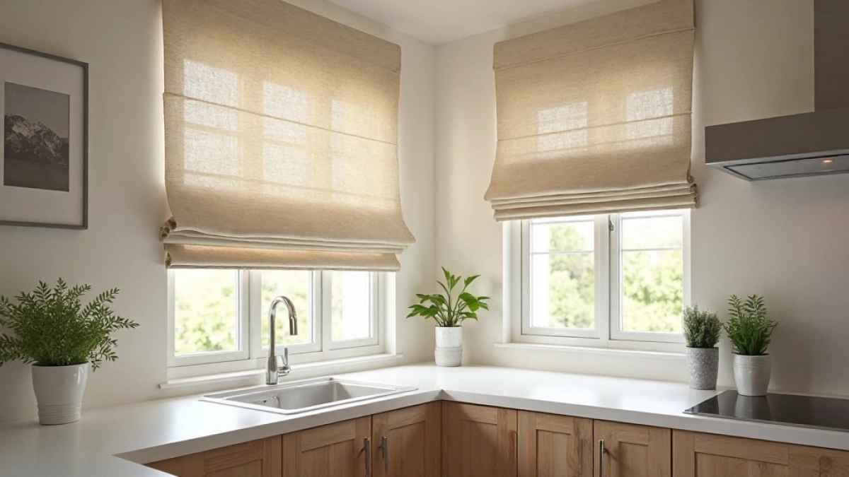 eleganckie rolety rzymskie w kuchni
