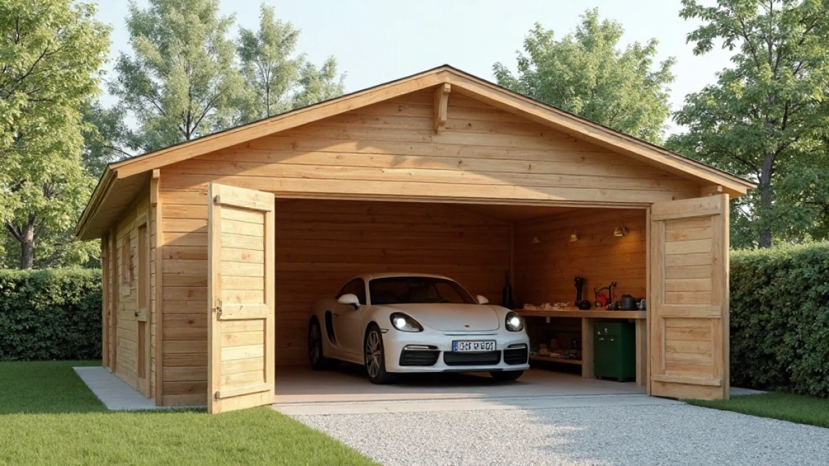Garaż drewniany z dachem jednospadowym