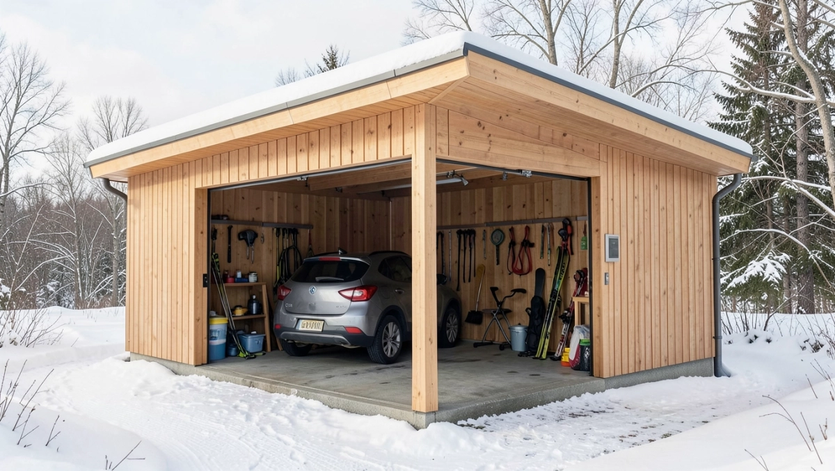 garaże dach jednospadowy