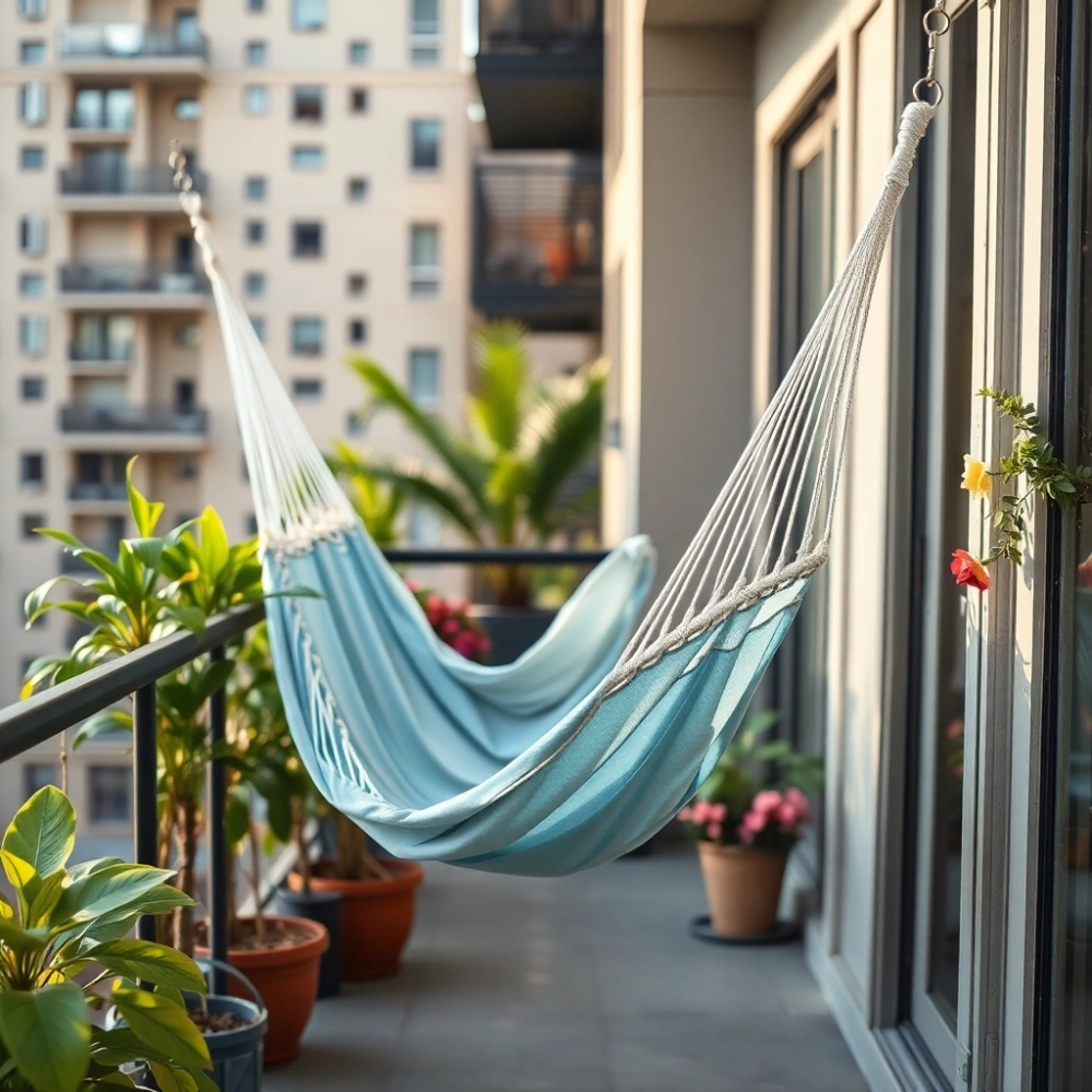 Hamak na balkon w bloku