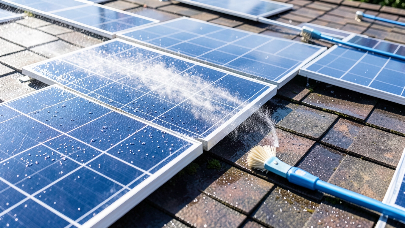 Jak myć panele fotowoltaiczne na dachu