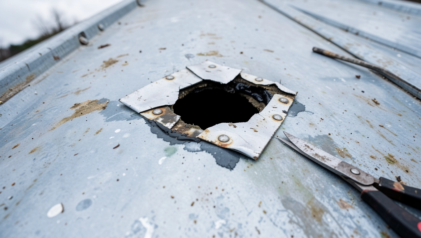 Jak załatać dziurę w dachu z blachy