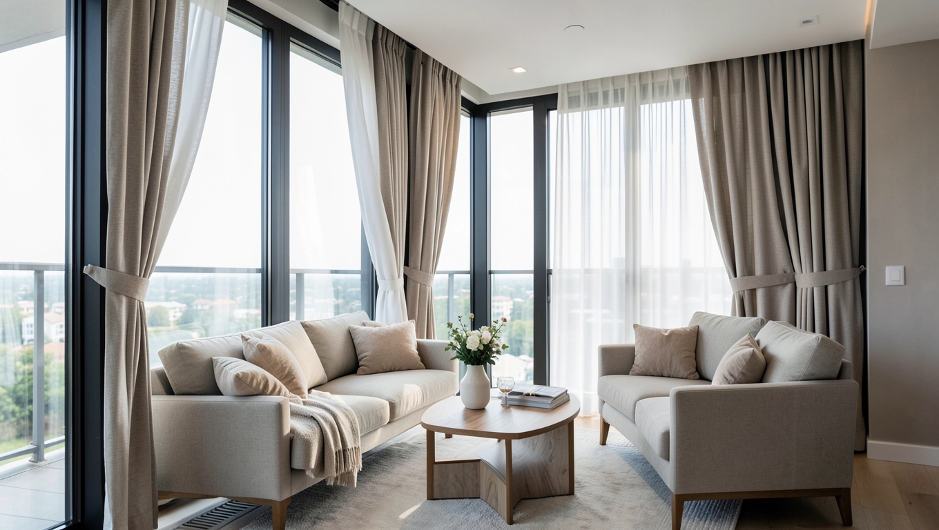 Komplet balkonowy firany na okno balkonowe nowoczesne