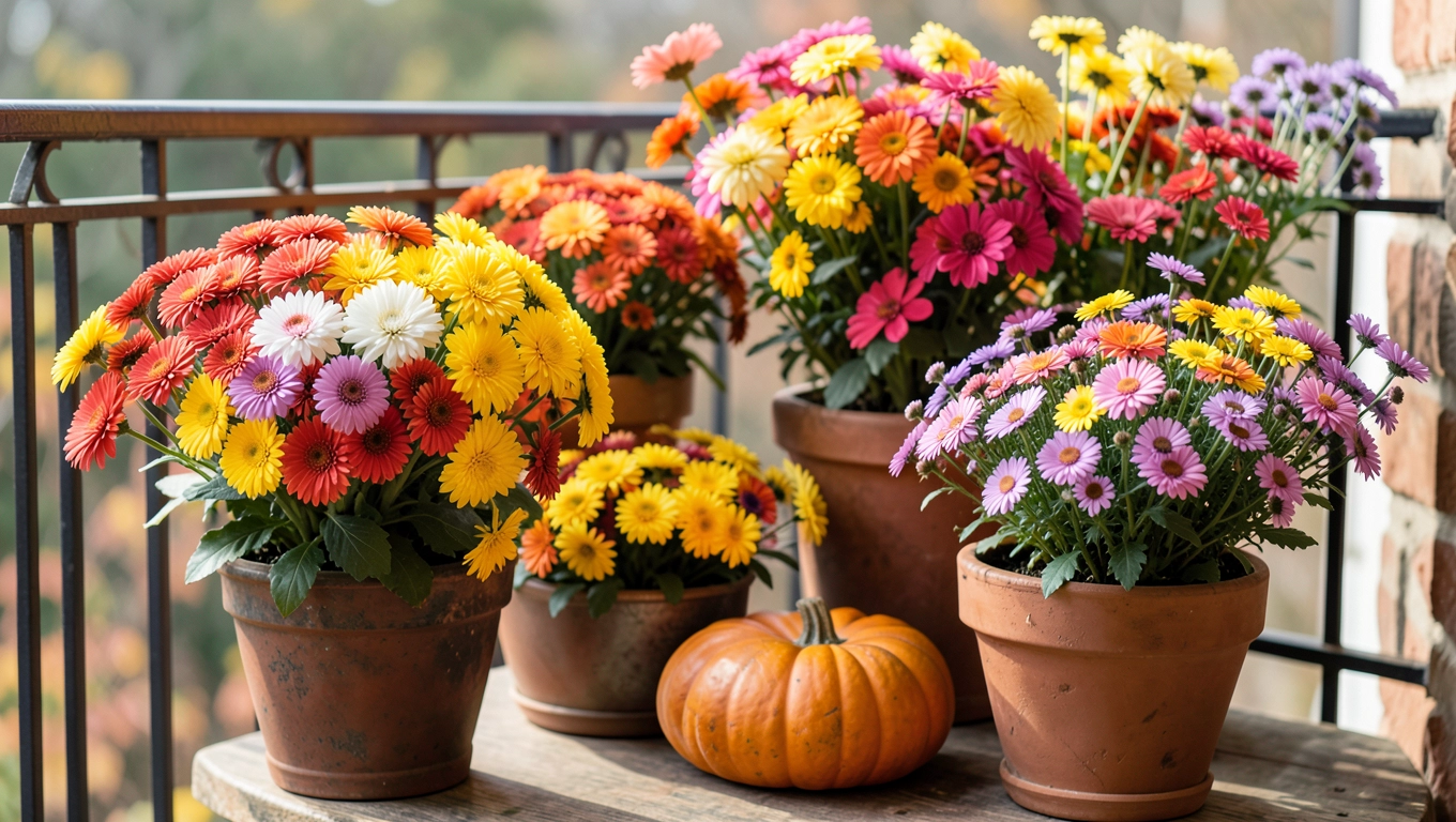 Kompozycje kwiatowe jesienne na balkon