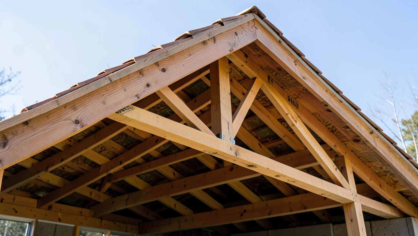 konstrukcja dachu jednospadowego na garażu