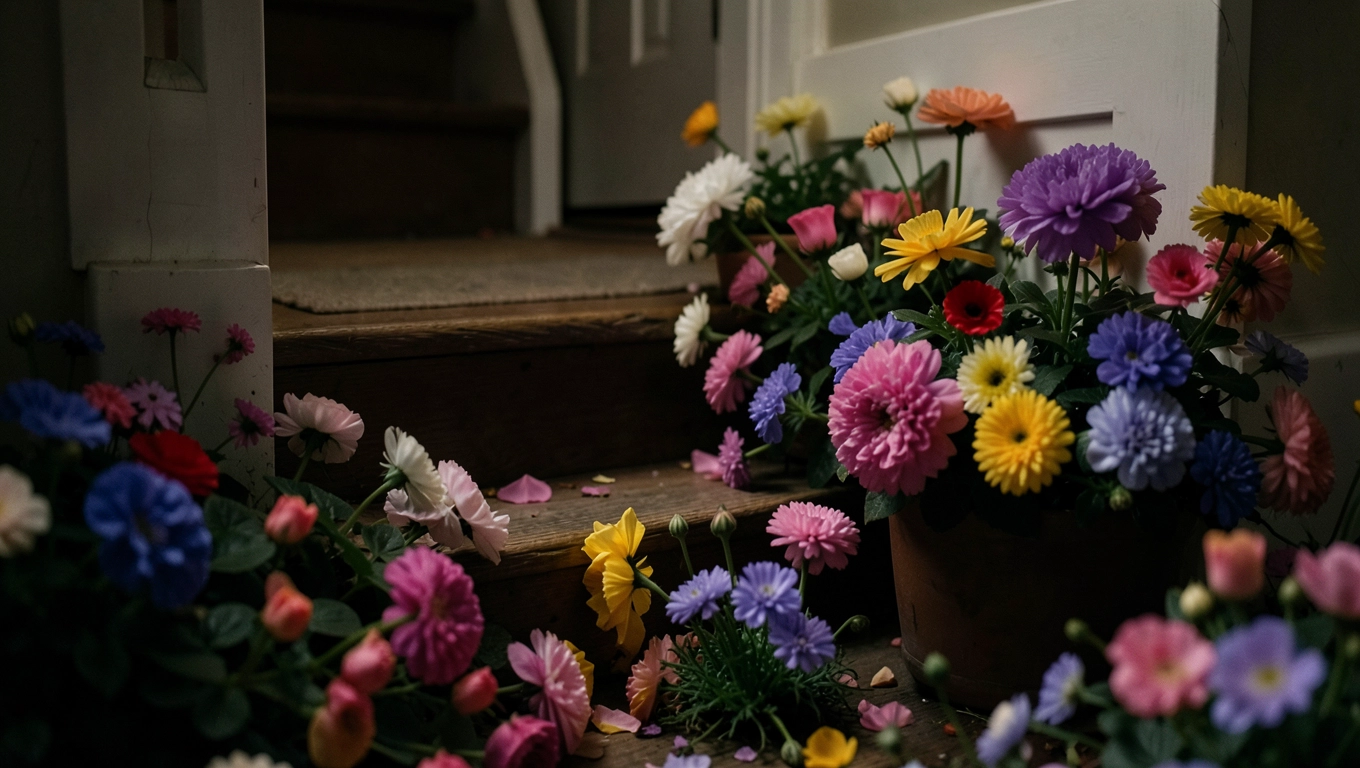 Kwiaty pod schodami w domu