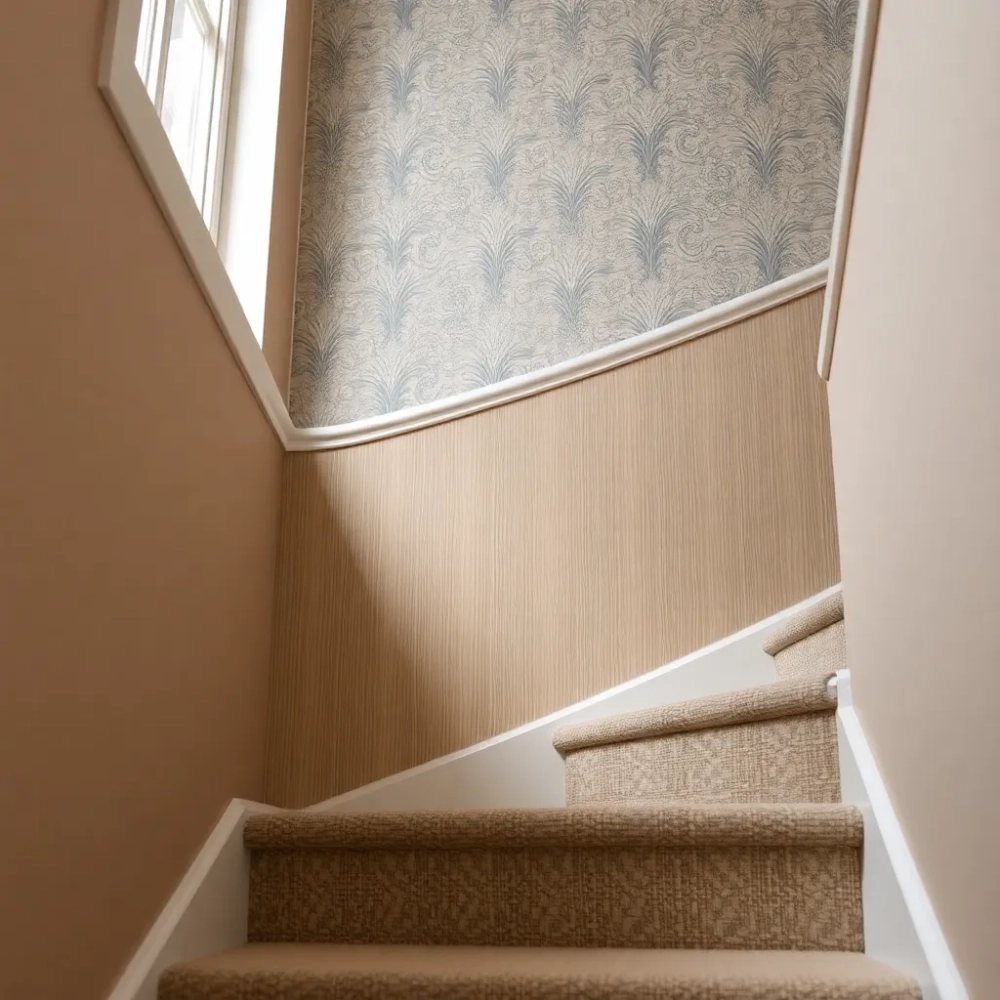 Lamperia z tapety na klatce schodowej