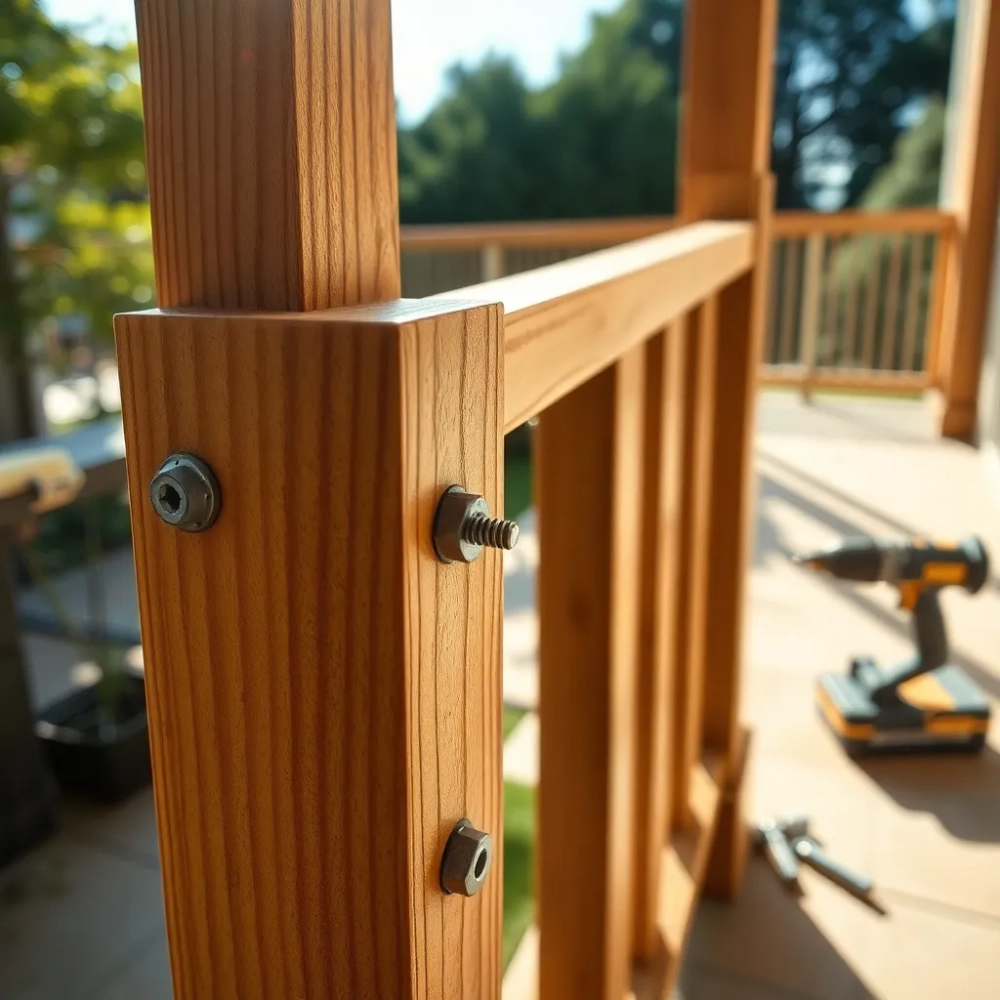Montaż balustrady drewnianej na tarasie