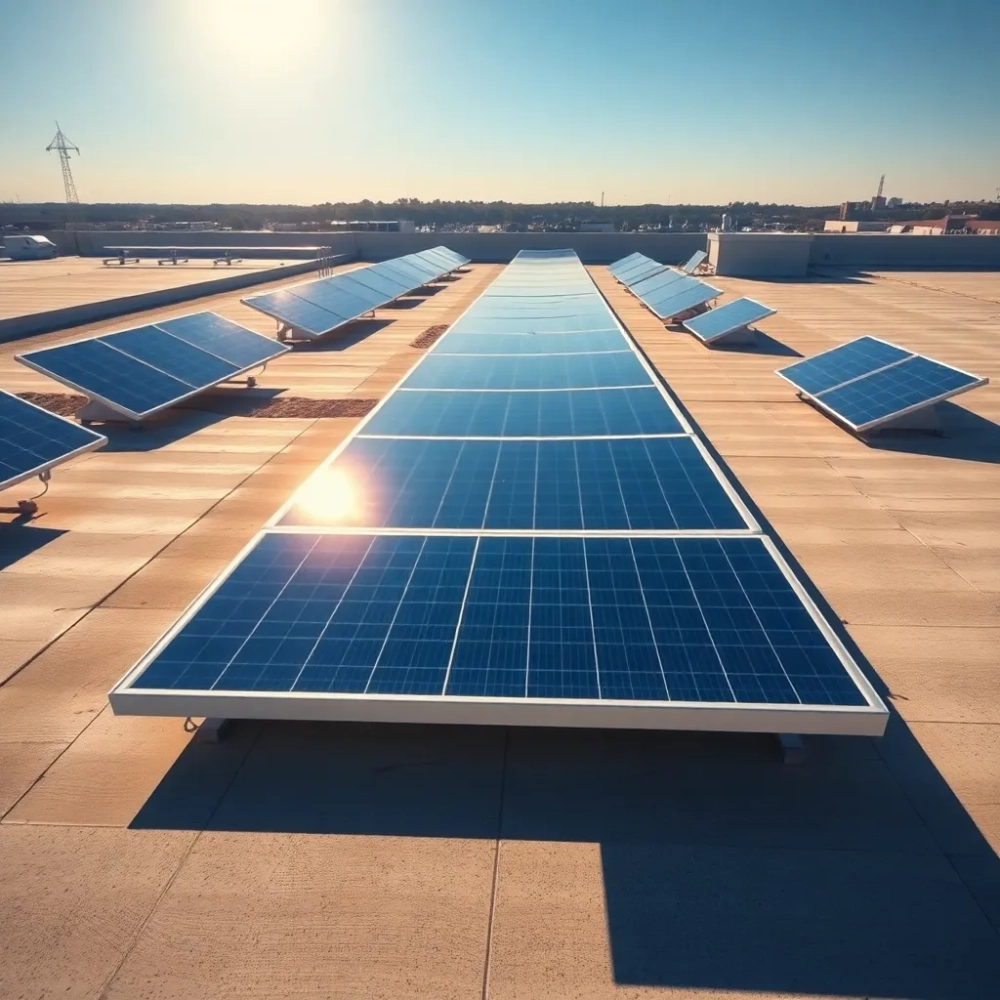 Montaż kolektorów słonecznych na dachu płaskim