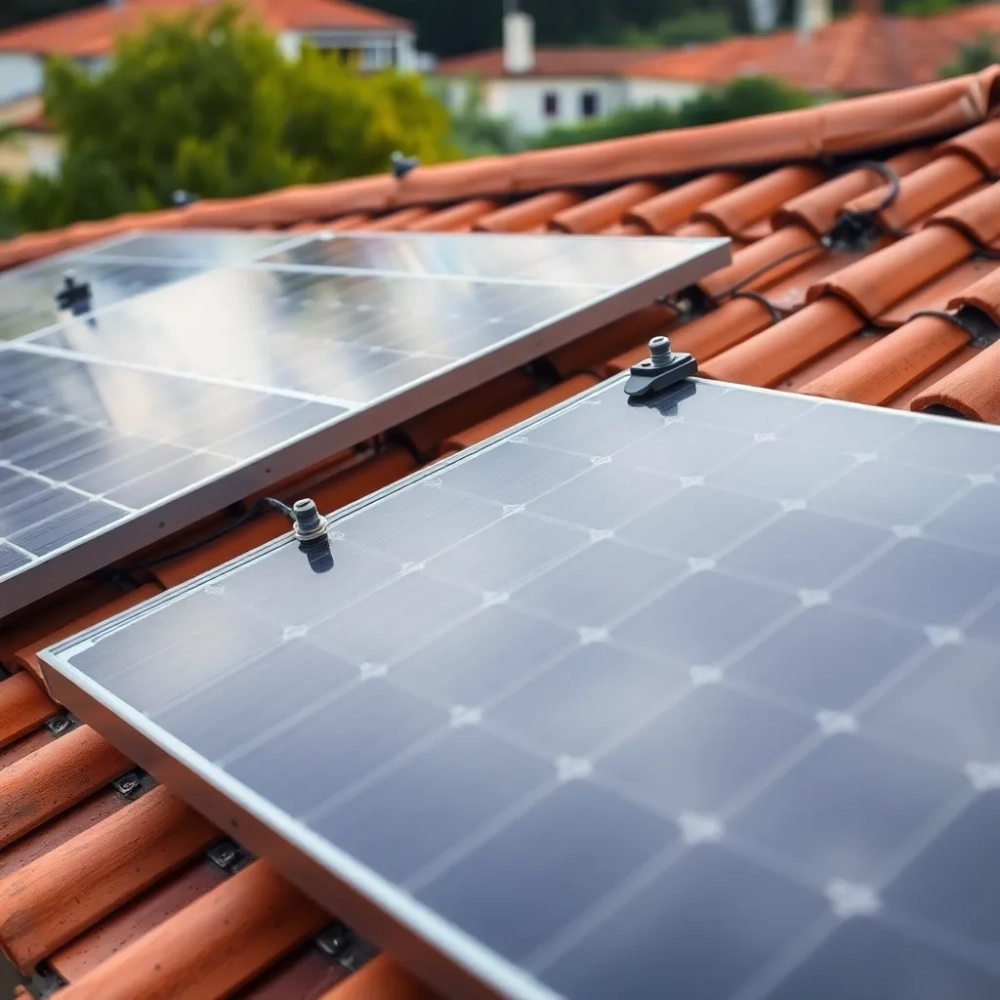 Montaż paneli fotowoltaicznych na dachu z dachówką