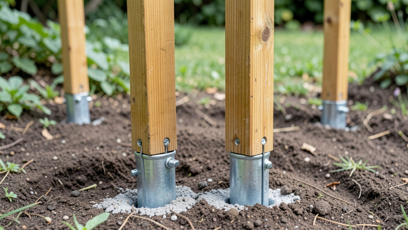 Montaż słupów i kotew pergoli