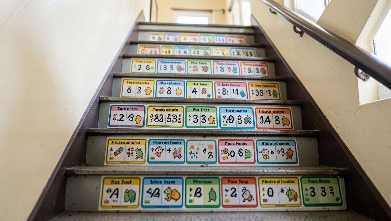 Naklejki na schody do szkoły Tabliczka mnożenia