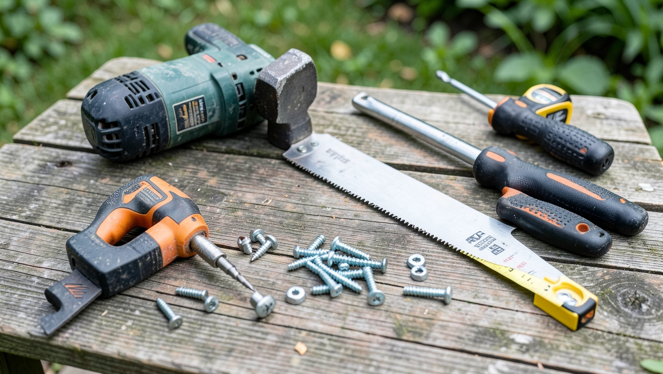 Narzędzia do budowy pergoli ogrodowej