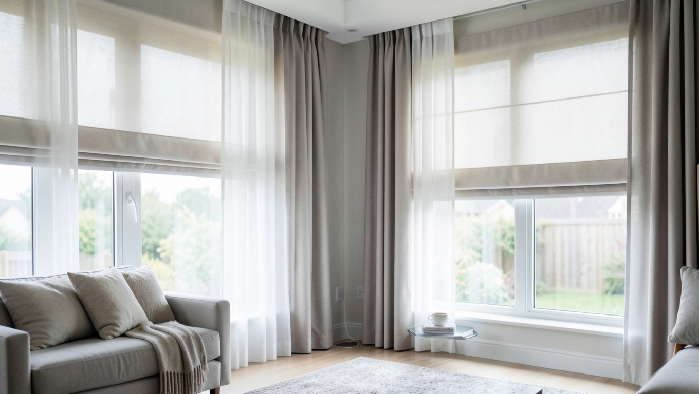 Nowoczesne firany rolety rzymskie do salonu