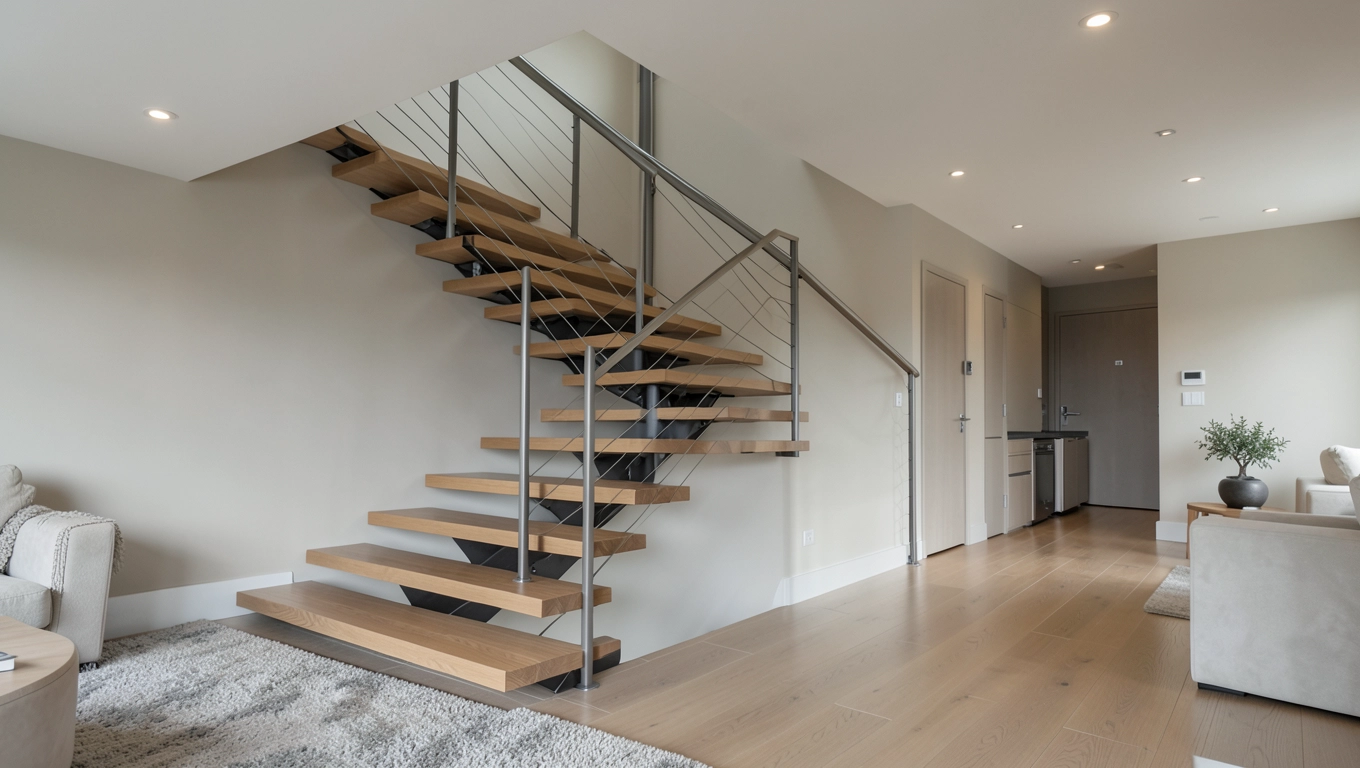 Nowoczesne schody w salonie