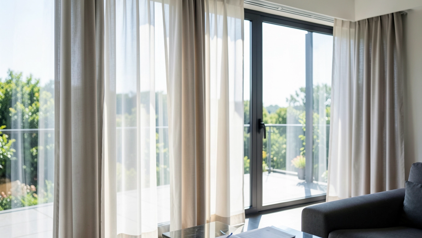 Nowoczesne zasłony na duże okno tarasowe