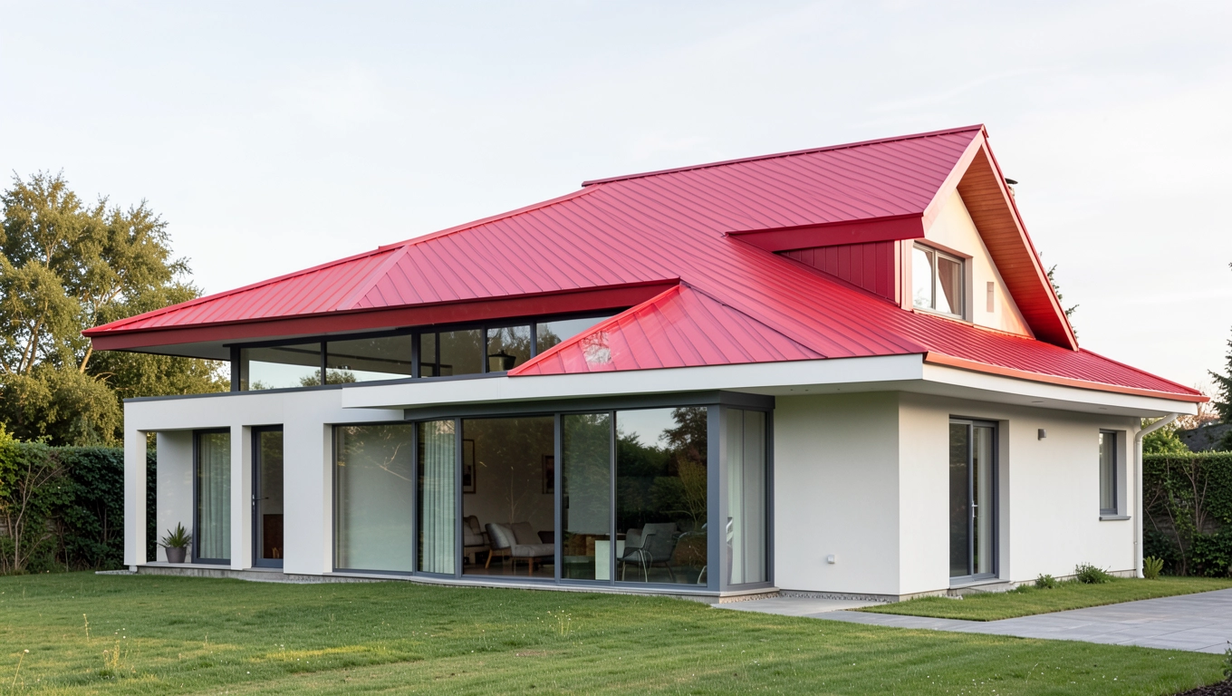 Nowoczesny dom z czerwonym dachem
