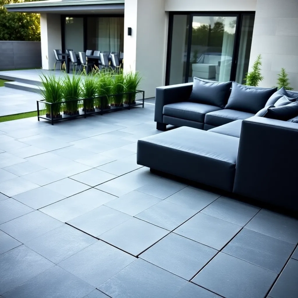 Nowoczesny taras z kostki brukowej