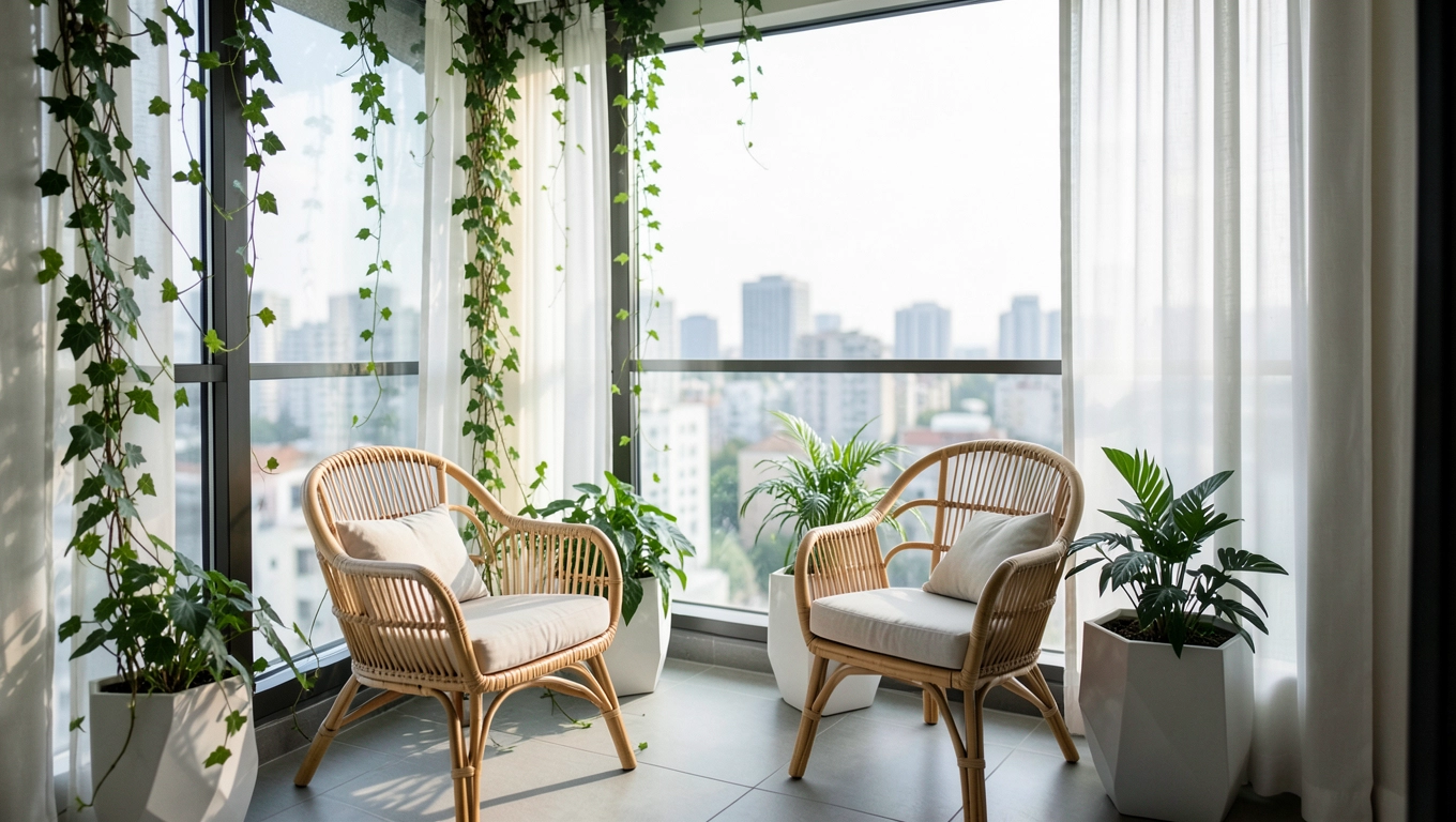 Nowoczesny wystrój okna balkonowego