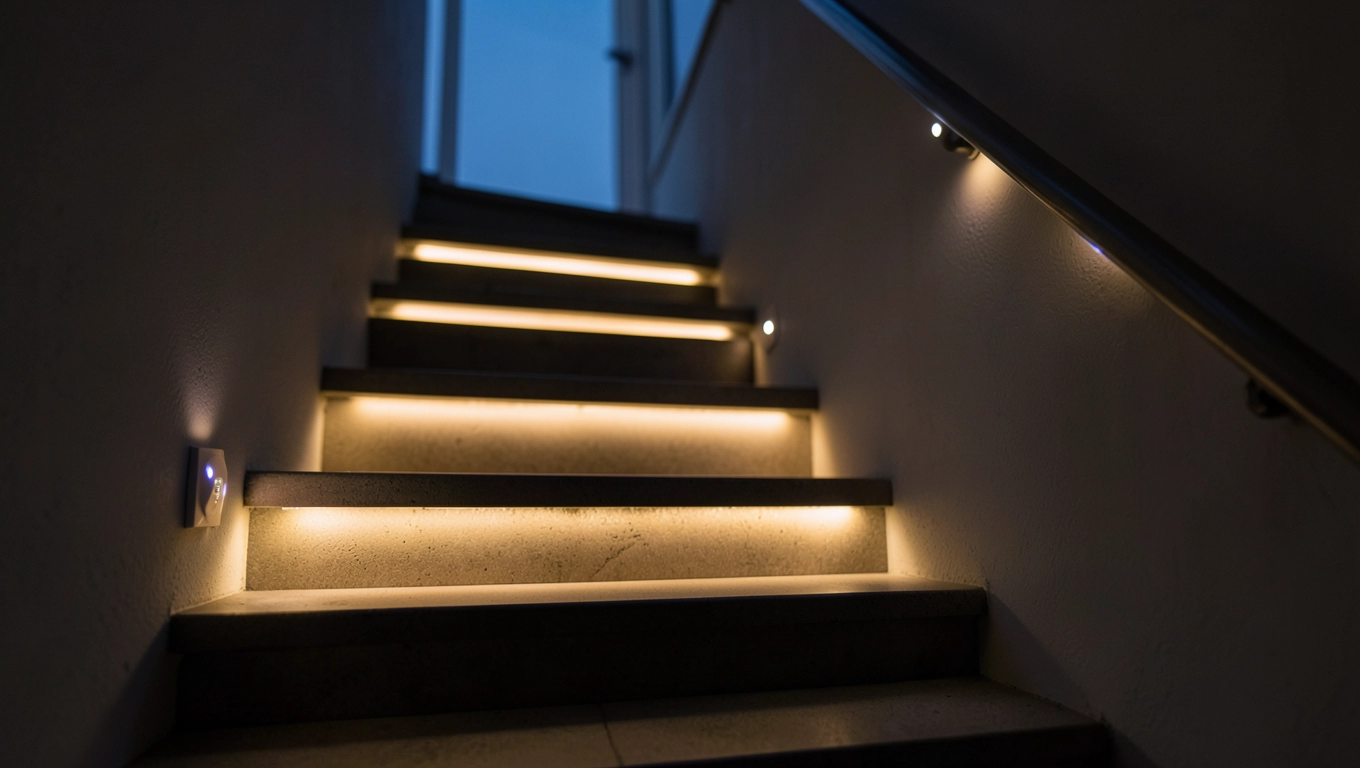 Oświetlenie schodowe z czujnikiem ruchu i zmierzchu