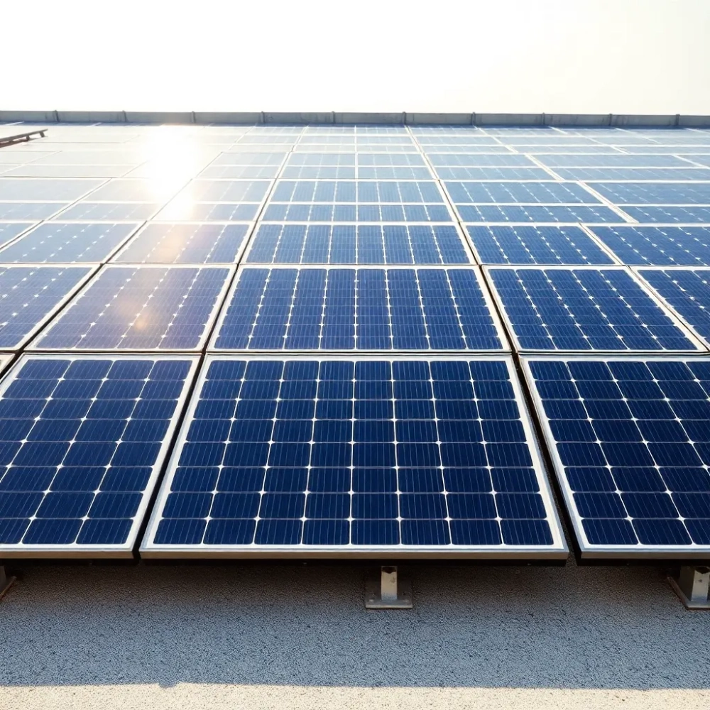 Panele fotowoltaiczne montaż na dachu płaskim