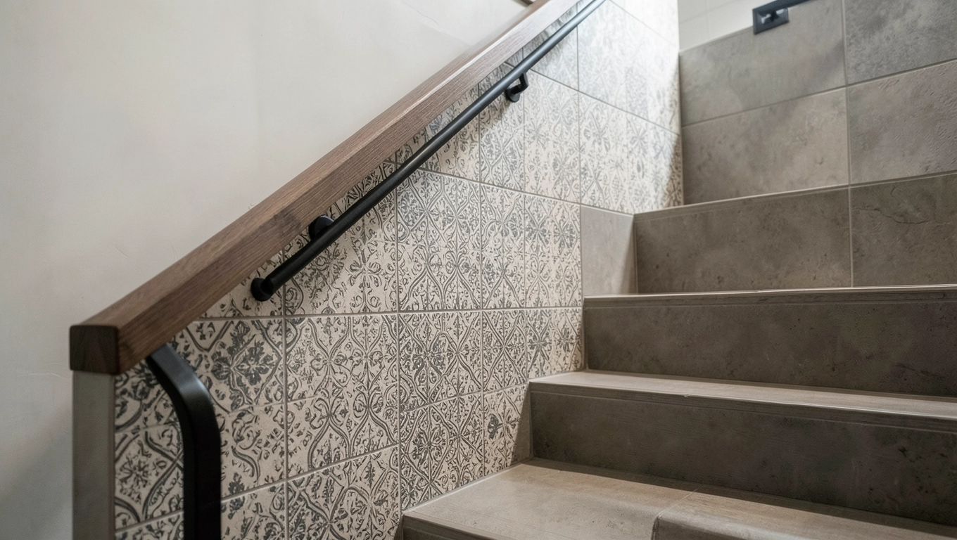 Płytki na ścianę przy schodach