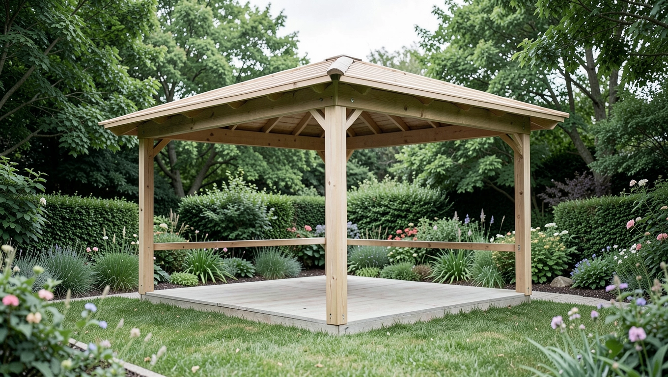 Projekt altany ogrodowej prostokątnej z dachem jednospadowym