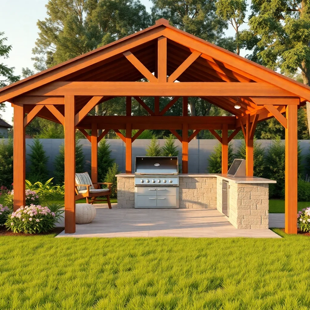 Projekt altany ogrodowej z grillem