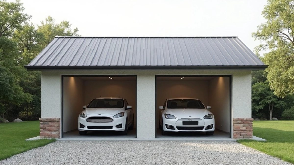 Projekt garażu dwustanowiskowego z dachem jednospadowym