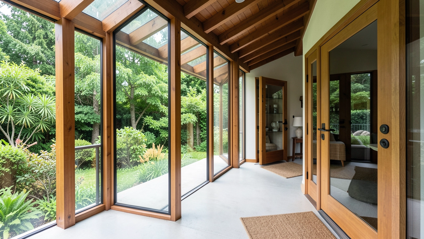 Przeszklony ganek przed domem
