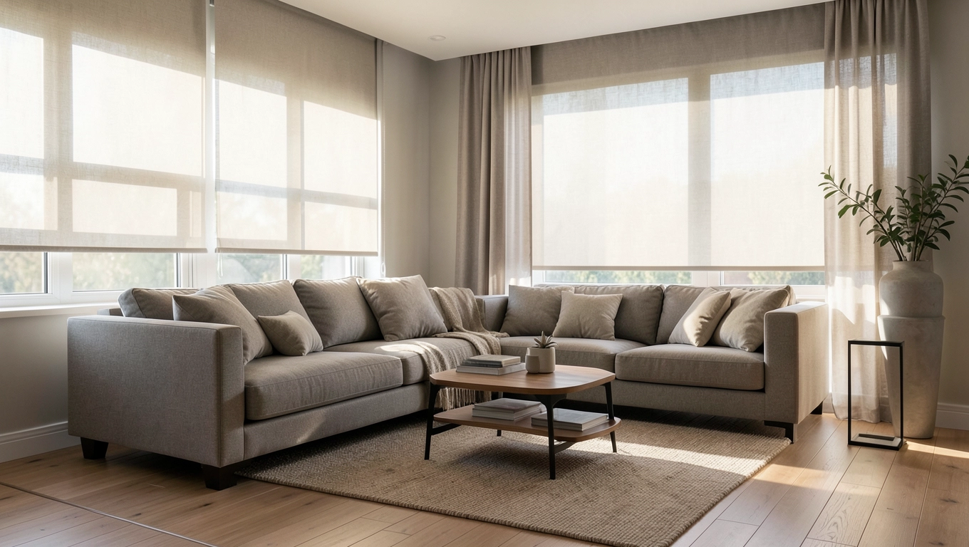 Rolety w salonie aranżacje