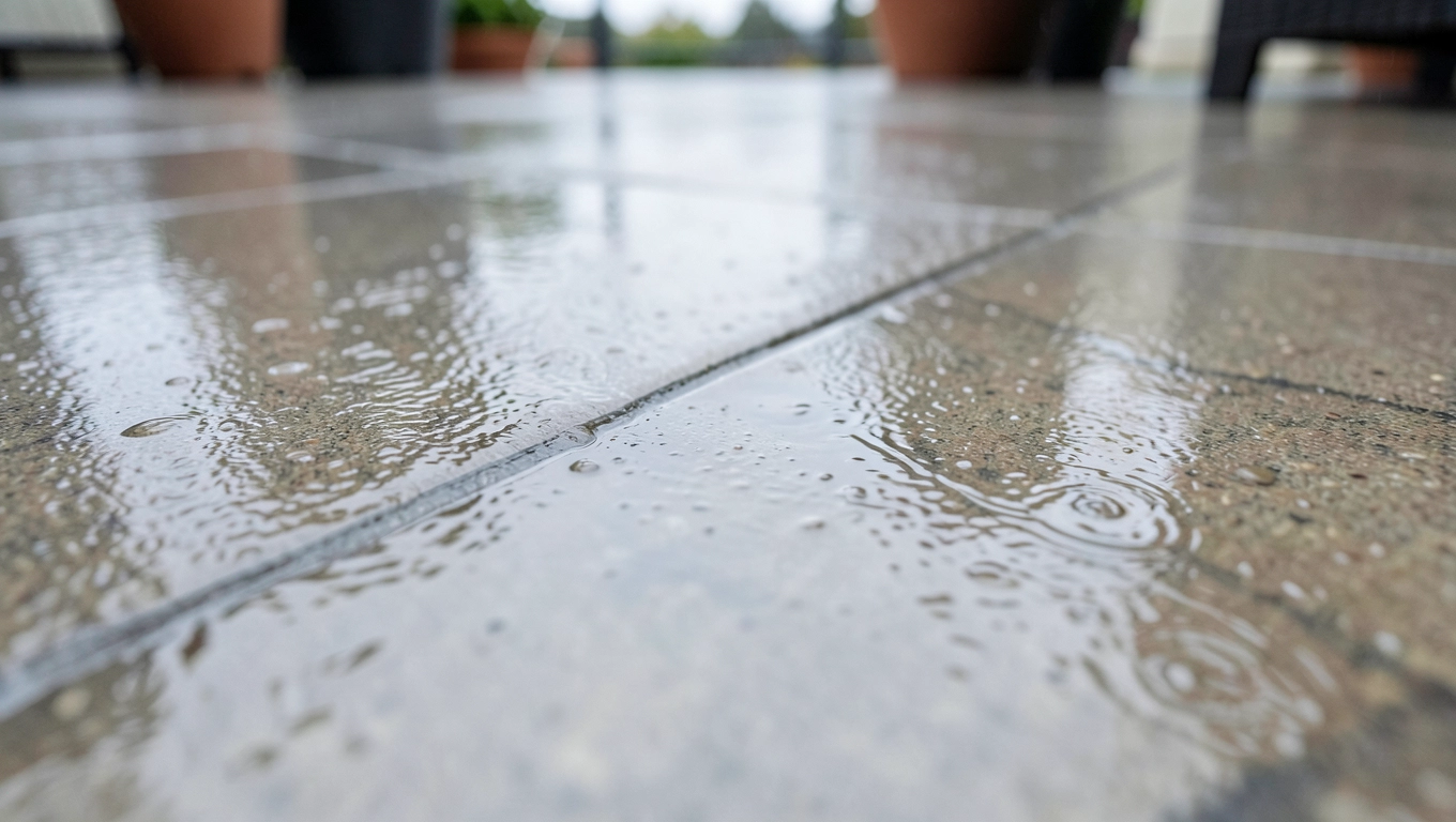 Ryzyko poślizgu na mokrym tarasie zewnętrznym