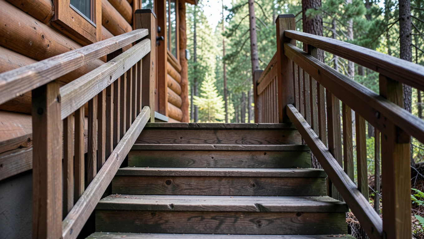 Schody do domku drewnianego