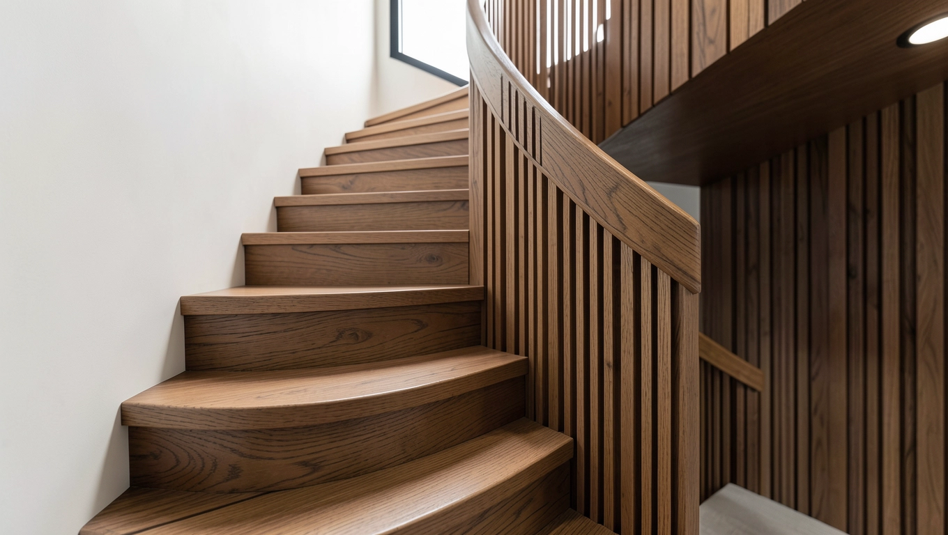 Schody drewniane z lamelami
