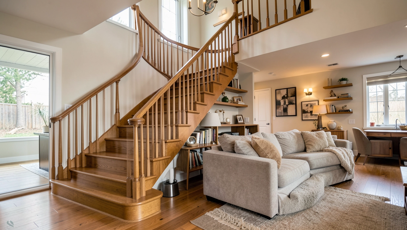 Schody na antresolę w salonie