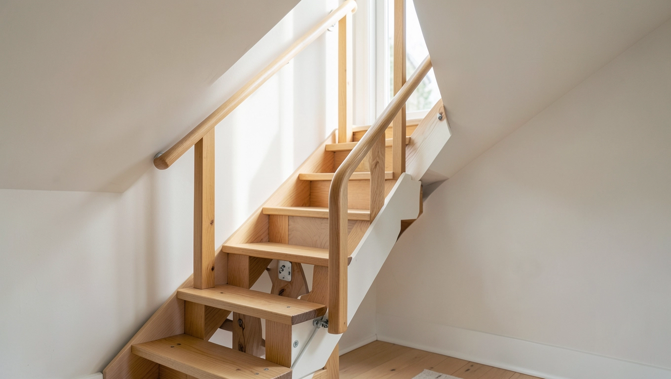 Schody strychowe z poręczą