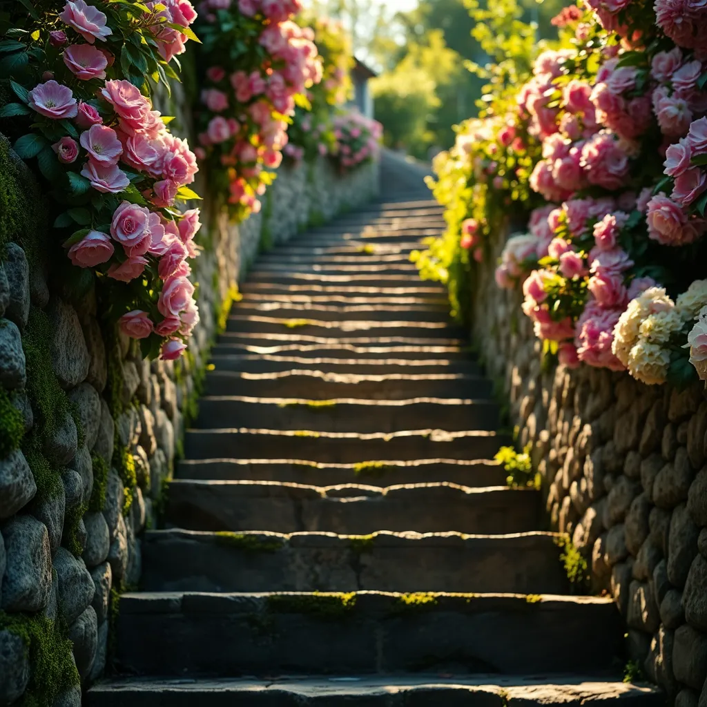 Schody w ogrodzie na skarpie