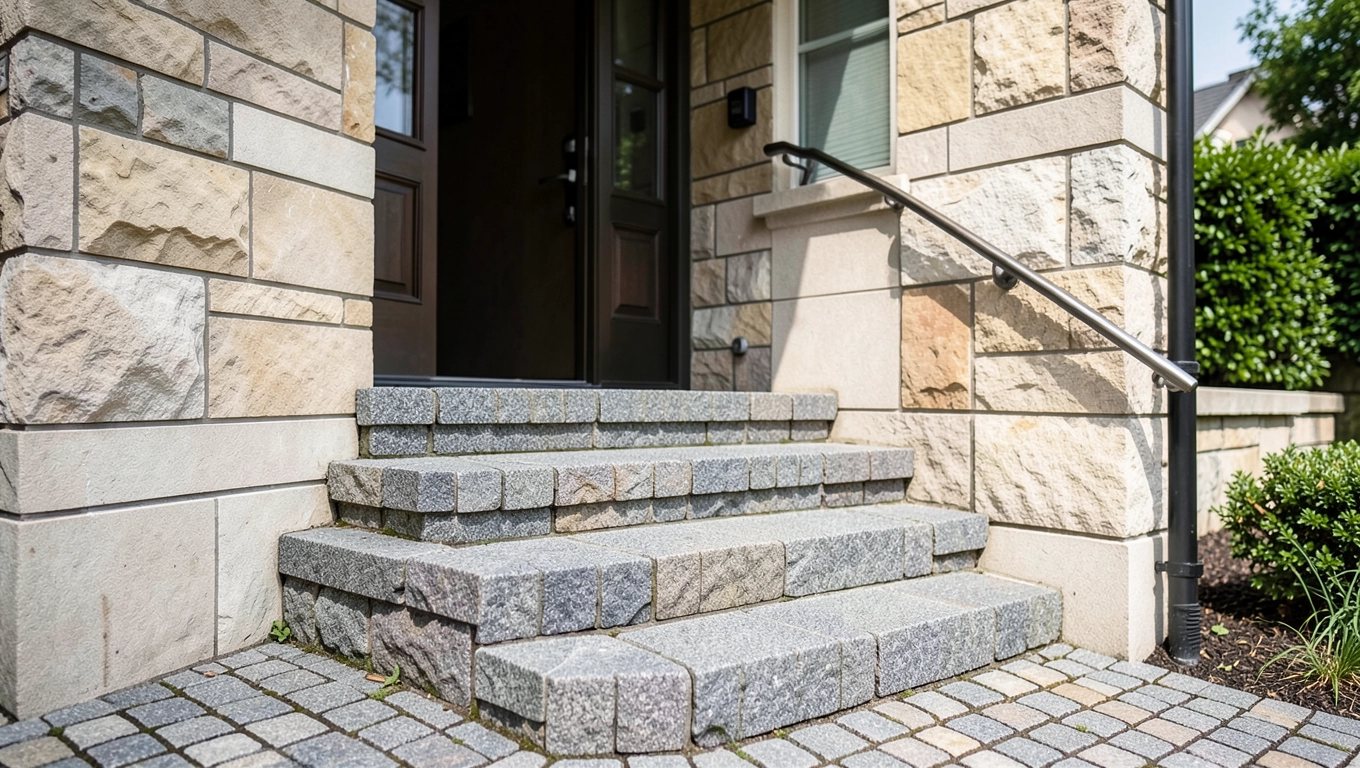 Schody wejściowe do domu z kostki