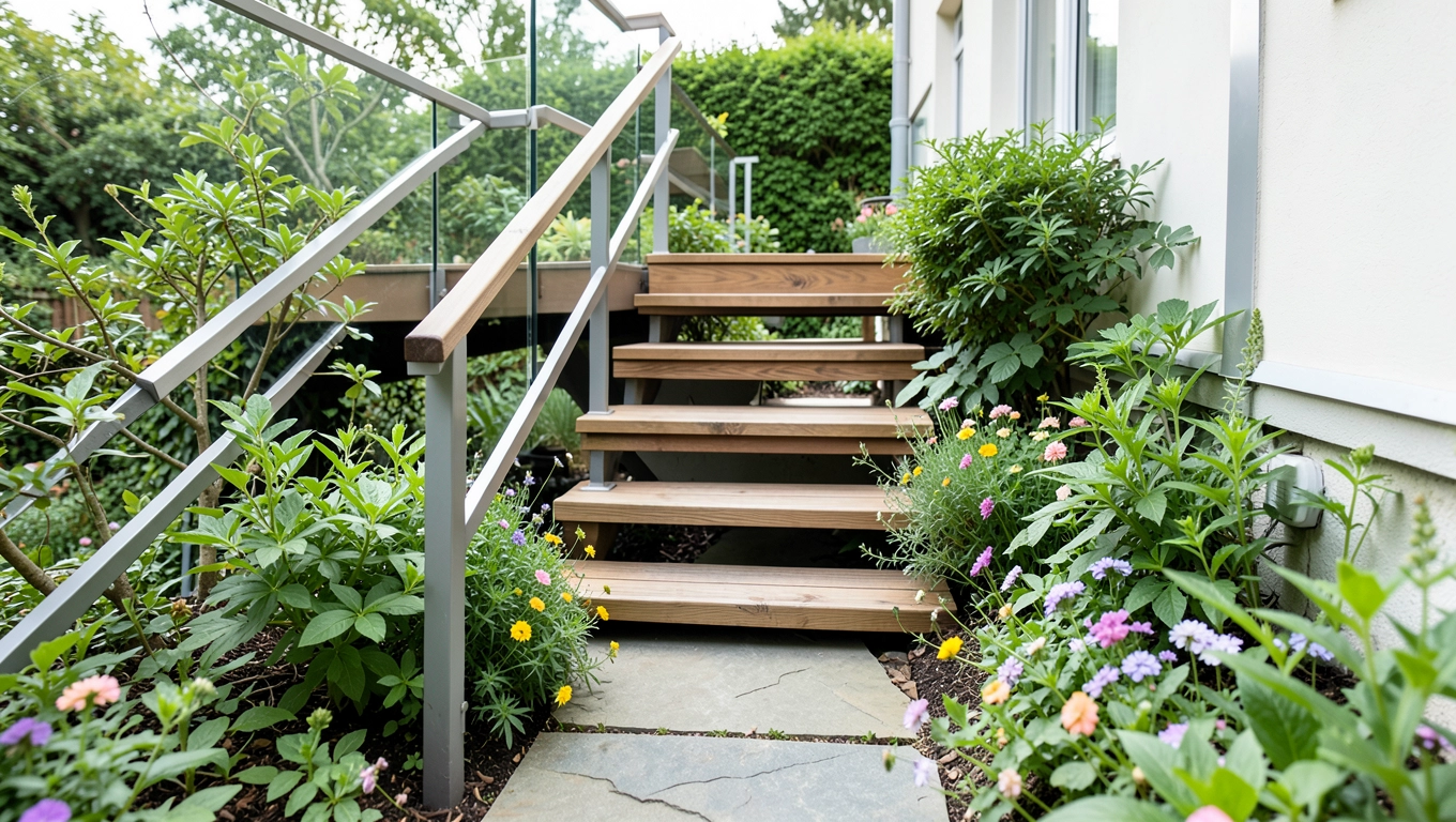 Schody z balkonu do ogrodu