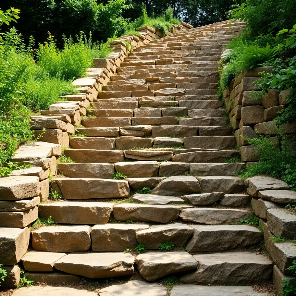 Schody z kamienia polnego