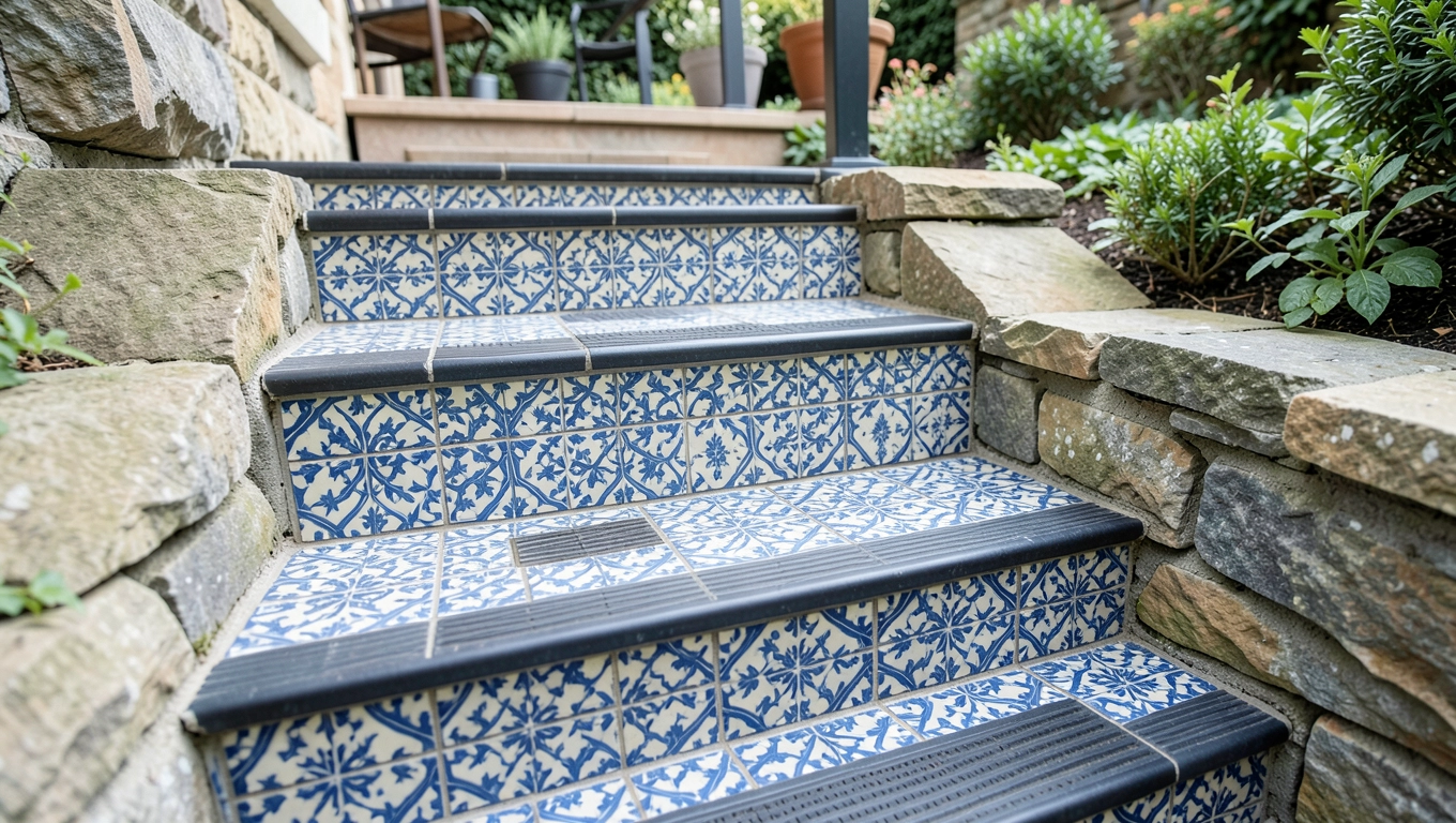 Schody z płytek zewnętrzne