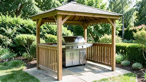 Altana ogrodowa z grillem i wędzarnia