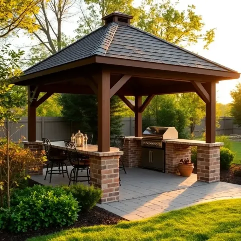 Altana ogrodowa z grillem murowanym