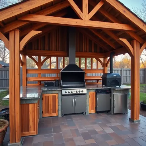 Altana z grillem i wędzarnią projekt